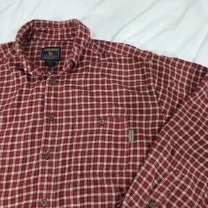 Woolrich Red Check Cotton Flannel Long Sleeve Button Down Shirt. XL